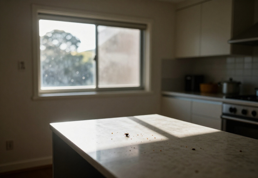 Cockroach infestation in a Belmore kitchen before treatment